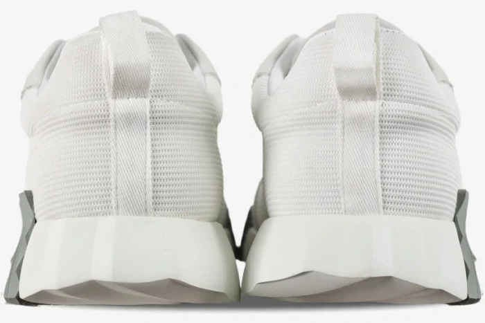 Rear view of Hermes Bouncing Sneakers in white and grey mesh with chunky soles. - SKU H202934ZH02