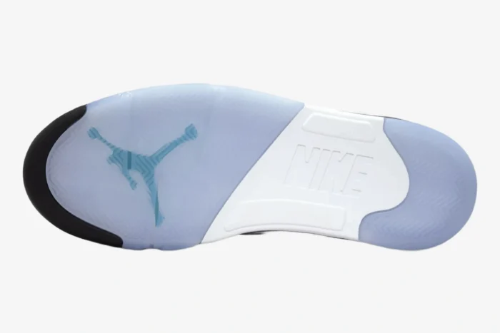 Outsole view of Jordan Air Jordan 5 Retro OG Grape mens shoe with translucent blue and white details. - SKU HQ7978-100