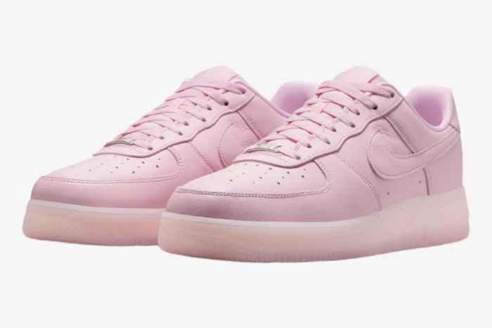 Nike Air Force 1 x NOCTA Pink Foam sneakers shown in a three-quarter side view on a white background. - SKU CZ8065-600
